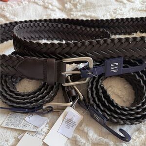 GAP Factory Store Men’s Belt Woven, Dark Brown Vegan Leather Braided NWT